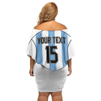 Custom Argentina Football Family Matching Off Shoulder Short Dress and Hawaiian Shirt Vamos Vamos Argentina