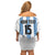 Custom Argentina Football Family Matching Off Shoulder Short Dress and Hawaiian Shirt Vamos Vamos Argentina