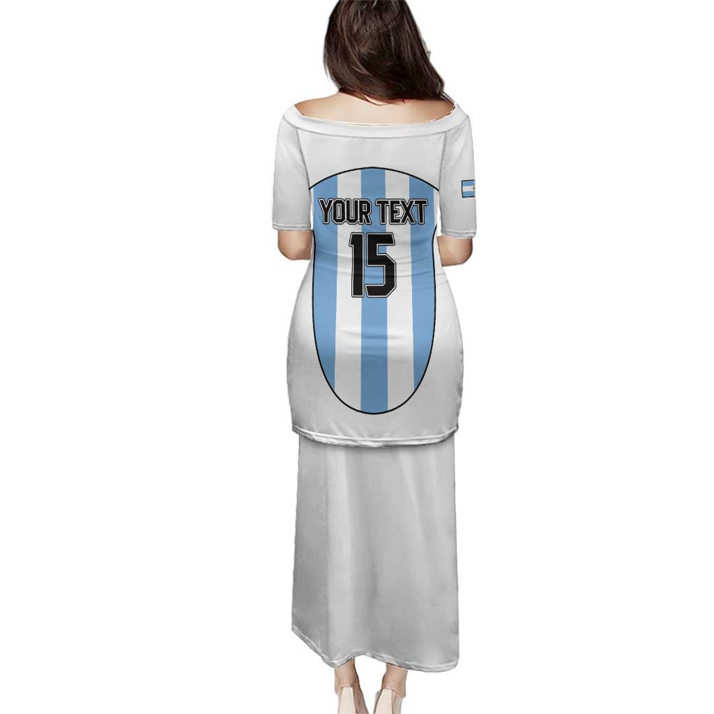 Custom Argentina Football Family Matching Puletasi and Hawaiian Shirt Vamos Vamos Argentina