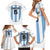 Custom Argentina Football Family Matching Short Sleeve Bodycon Dress and Hawaiian Shirt Vamos Vamos Argentina