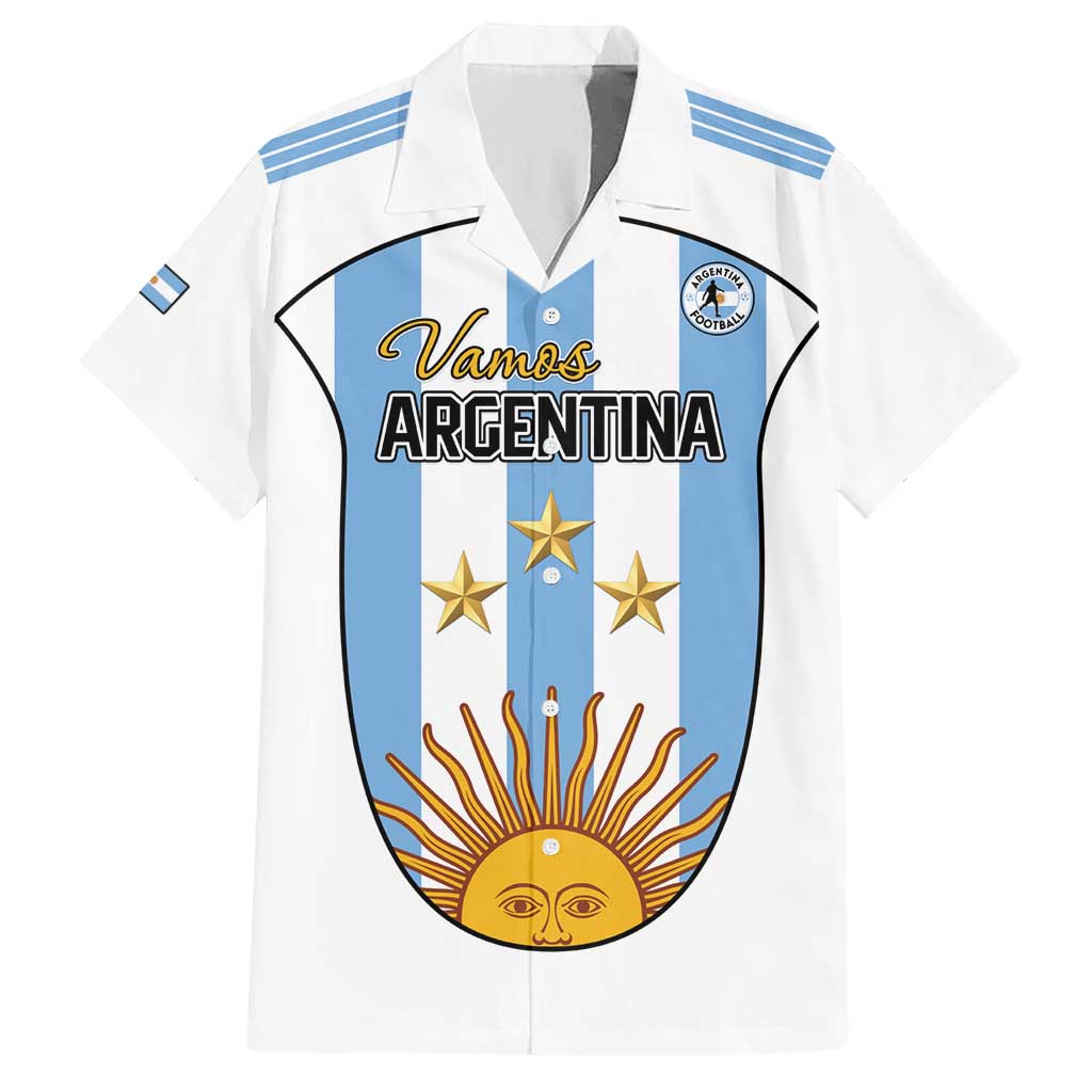 Custom Argentina Football Family Matching Short Sleeve Bodycon Dress and Hawaiian Shirt Vamos Vamos Argentina