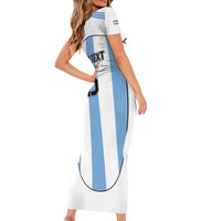 Custom Argentina Football Family Matching Short Sleeve Bodycon Dress and Hawaiian Shirt Vamos Vamos Argentina