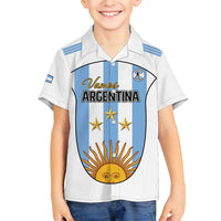 Custom Argentina Football Family Matching Short Sleeve Bodycon Dress and Hawaiian Shirt Vamos Vamos Argentina