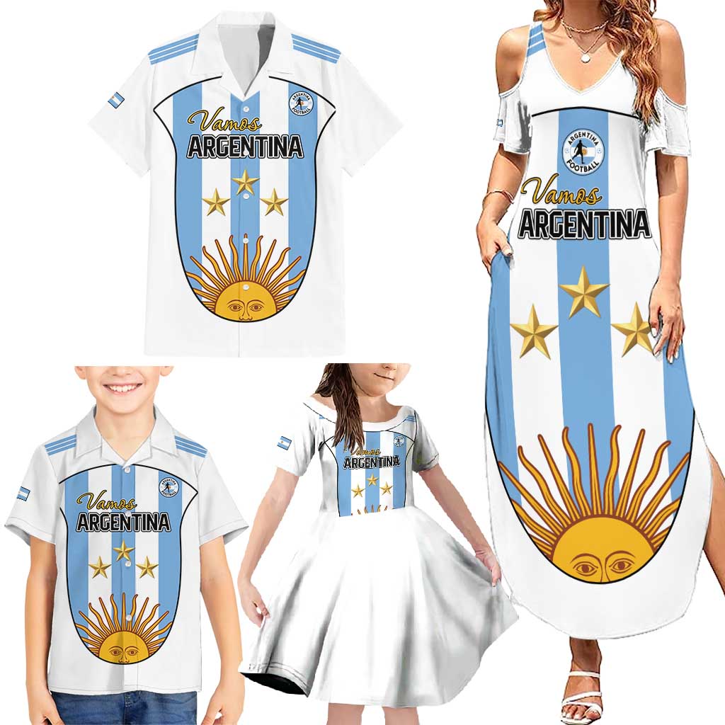 Custom Argentina Football Family Matching Summer Maxi Dress and Hawaiian Shirt Vamos Vamos Argentina