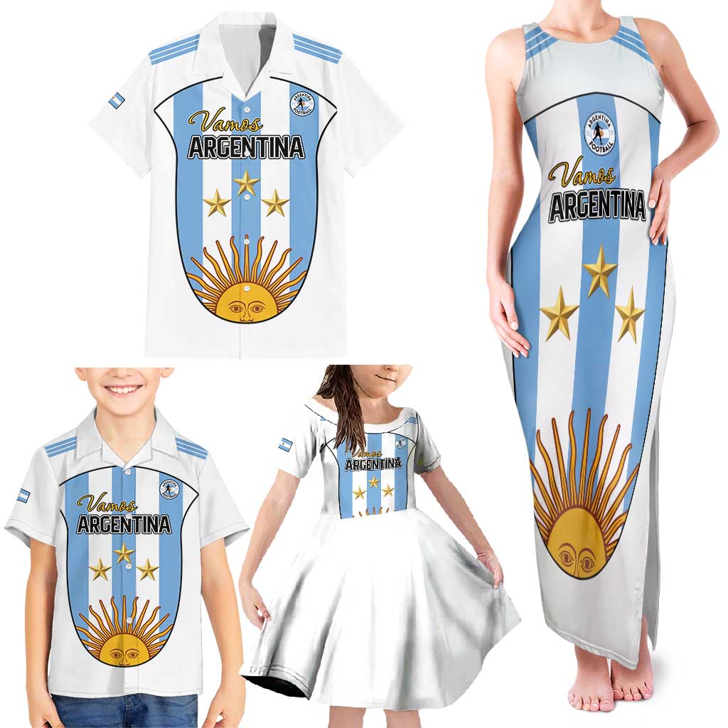 Custom Argentina Football Family Matching Tank Maxi Dress and Hawaiian Shirt Vamos Vamos Argentina