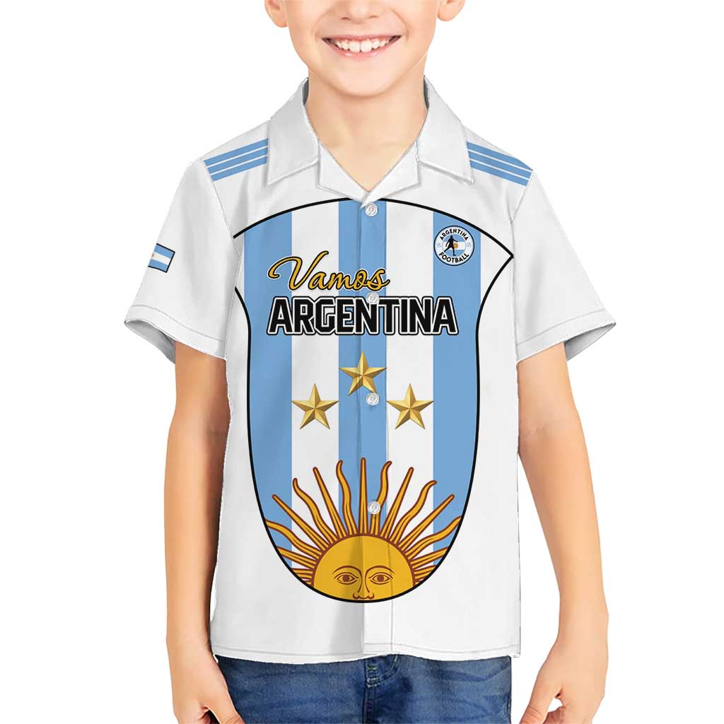 Custom Argentina Football Kid Hawaiian Shirt Vamos Vamos Argentina