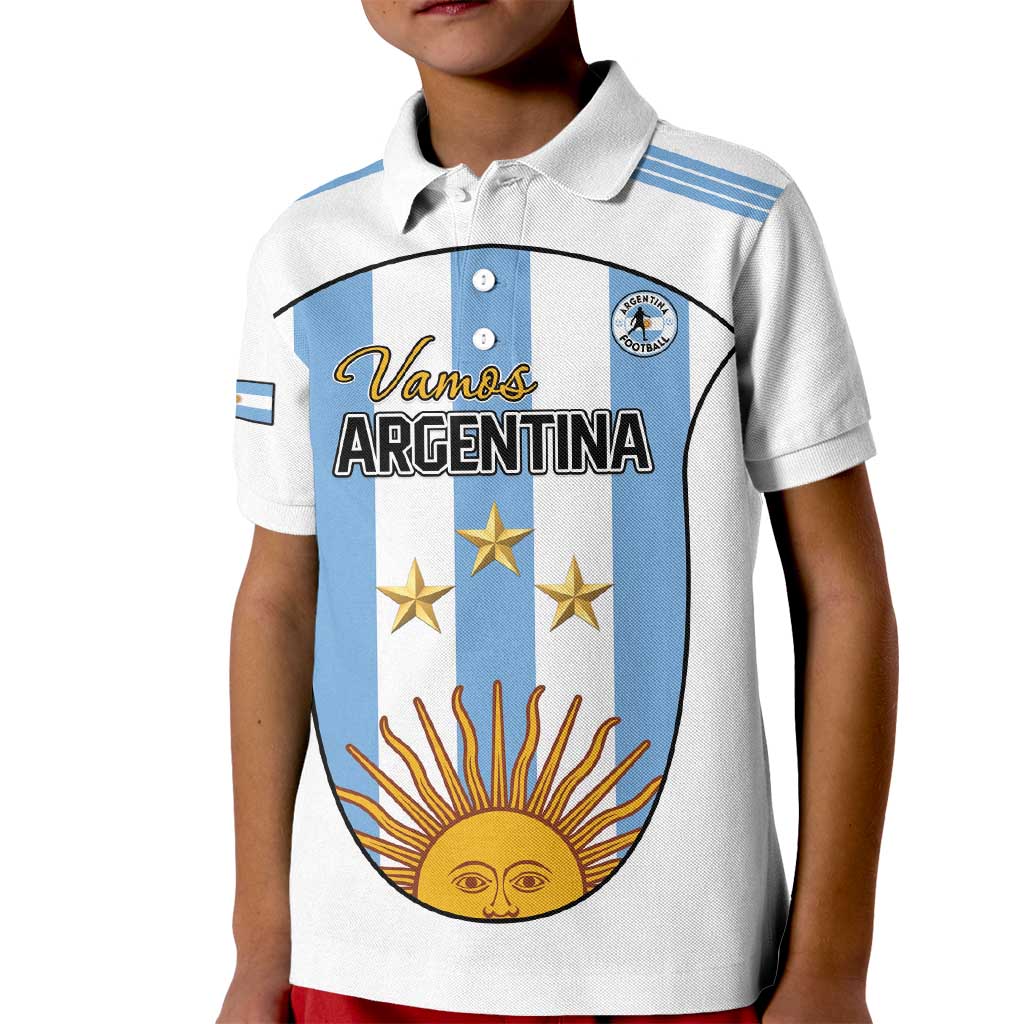 Custom Argentina Football Kid Polo Shirt Vamos Vamos Argentina