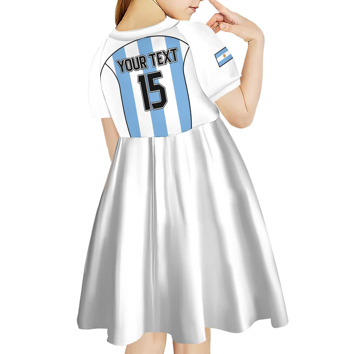 Custom Argentina Football Kid Short Sleeve Dress Vamos Vamos Argentina