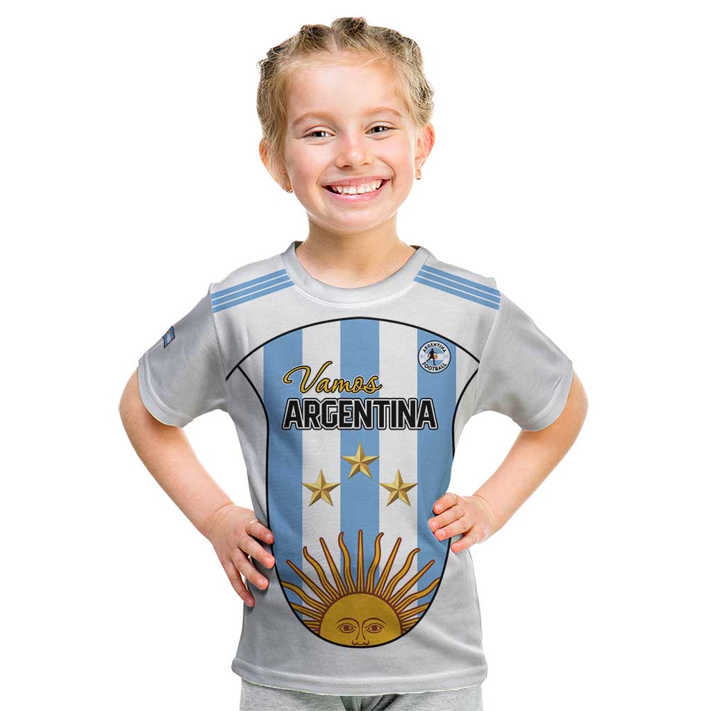 Custom Argentina Football Kid T Shirt Vamos Vamos Argentina