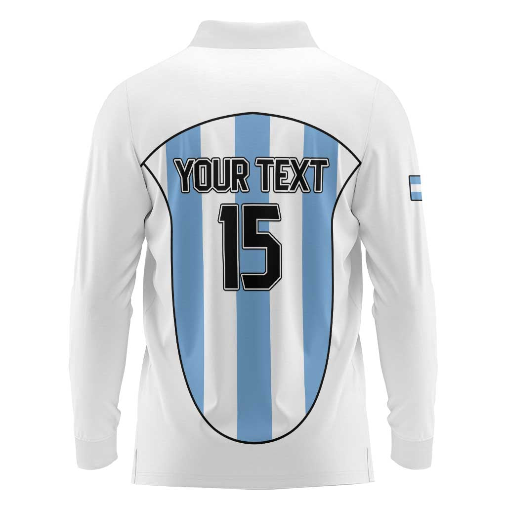 Custom Argentina Football Long Sleeve Polo Shirt Vamos Vamos Argentina