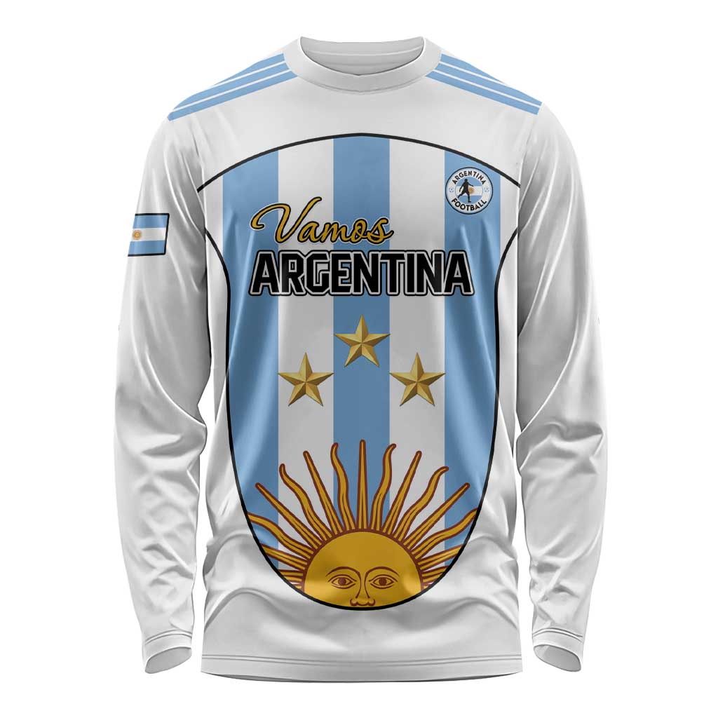 Custom Argentina Football Long Sleeve Shirt Vamos Vamos Argentina