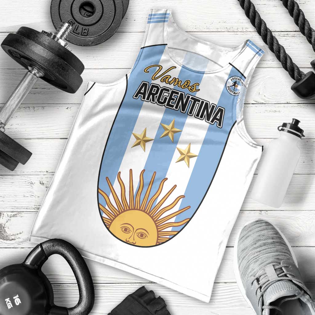 Custom Argentina Football Men Tank Top Vamos Vamos Argentina