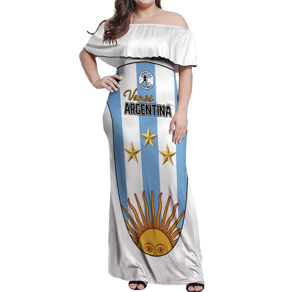 Custom Argentina Football Off Shoulder Maxi Dress Vamos Vamos Argentina