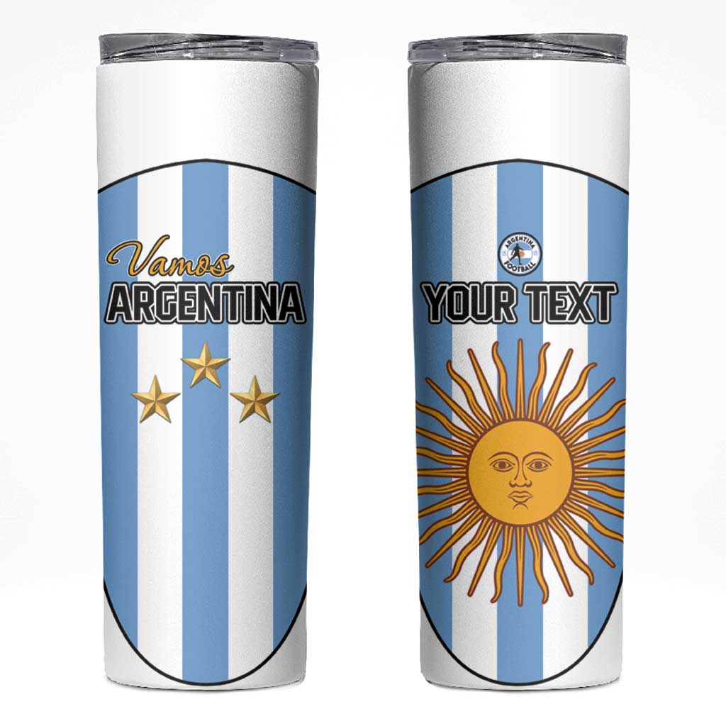 Custom Argentina Football Skinny Tumbler Vamos Vamos Argentina