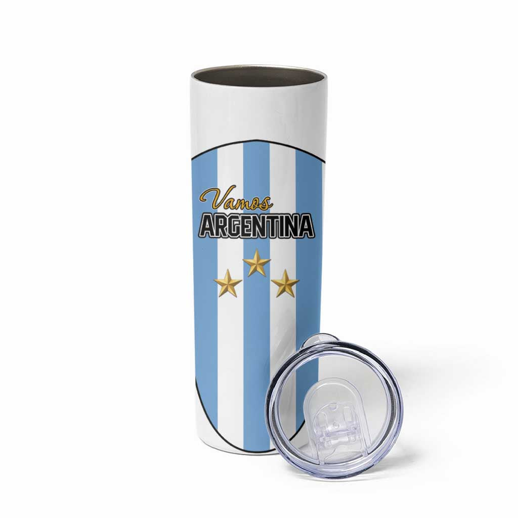 Custom Argentina Football Skinny Tumbler Vamos Vamos Argentina