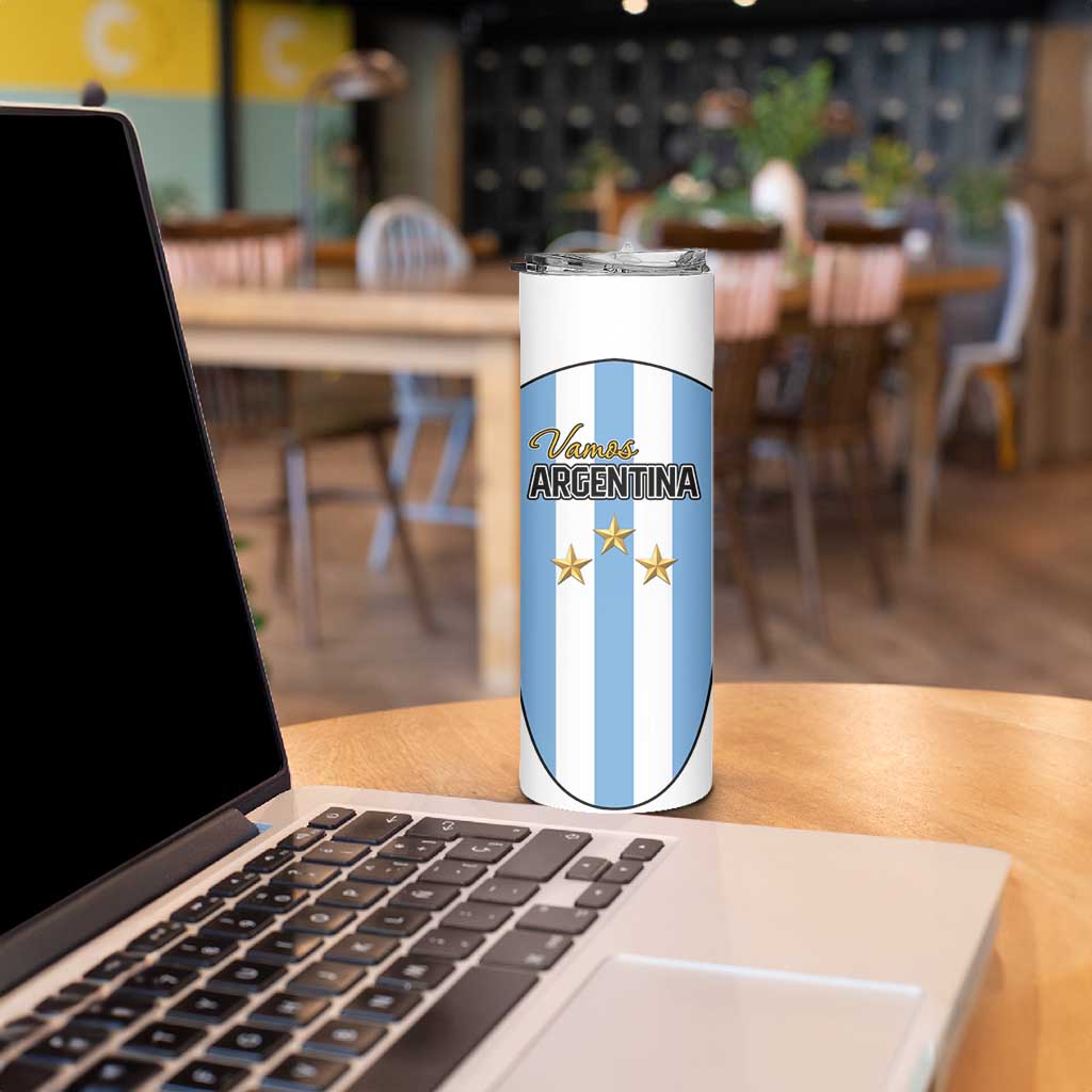 Custom Argentina Football Skinny Tumbler Vamos Vamos Argentina