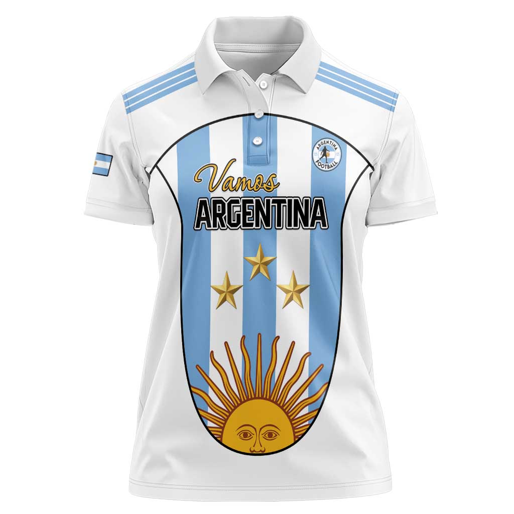 Custom Argentina Football Women Polo Shirt Vamos Vamos Argentina