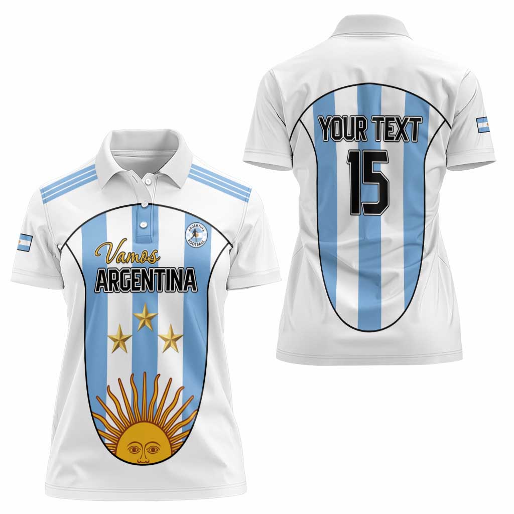 Custom Argentina Football Women Polo Shirt Vamos Vamos Argentina