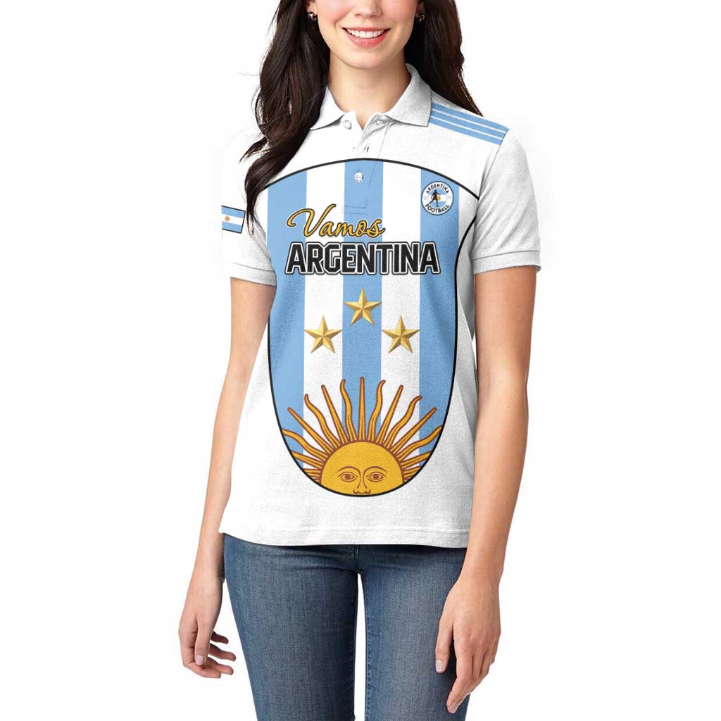Custom Argentina Football Women Polo Shirt Vamos Vamos Argentina
