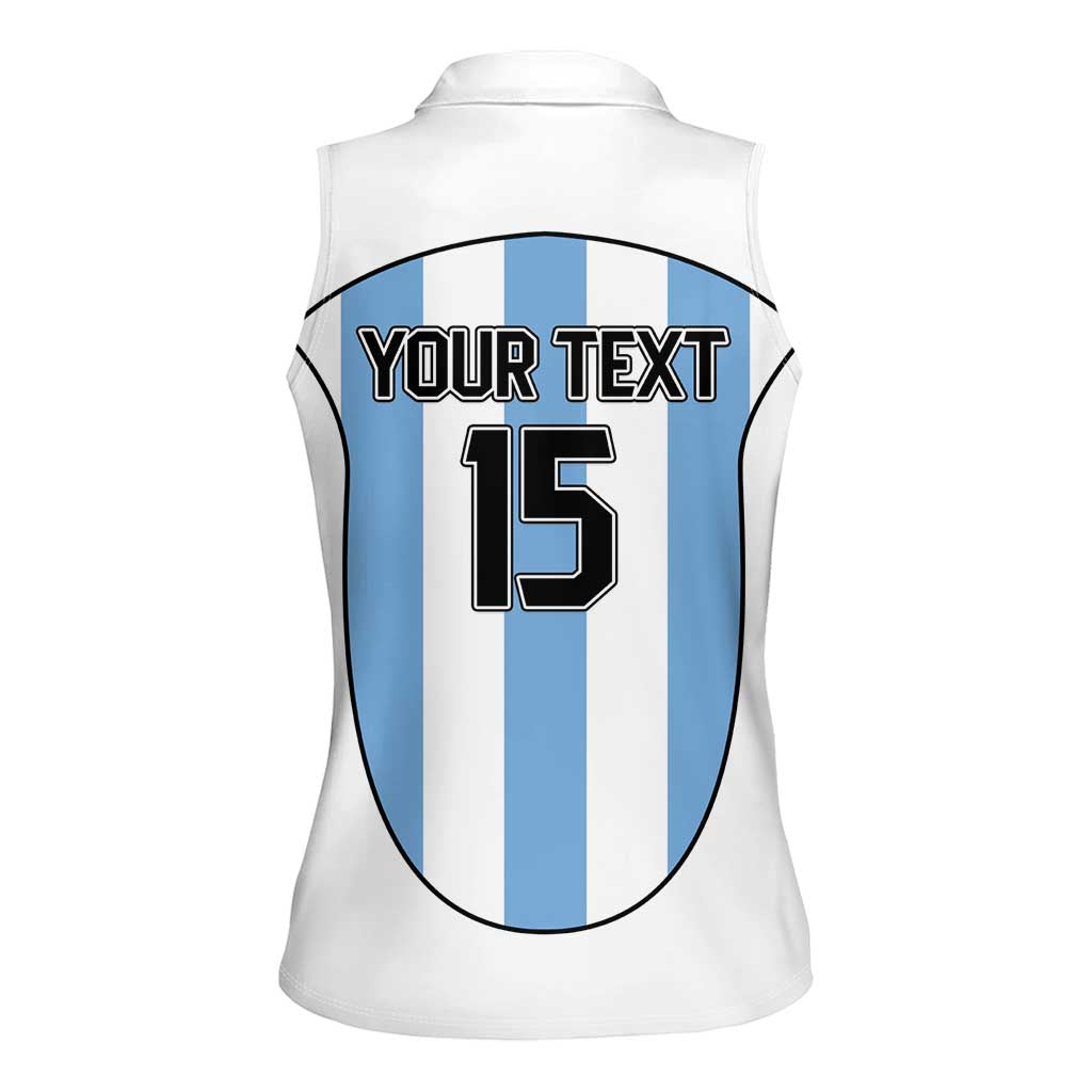 Custom Argentina Football Women Sleeveless Polo Shirt Vamos Vamos Argentina
