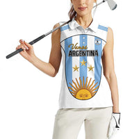 Custom Argentina Football Women Sleeveless Polo Shirt Vamos Vamos Argentina