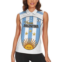 Custom Argentina Football Women Sleeveless Polo Shirt Vamos Vamos Argentina