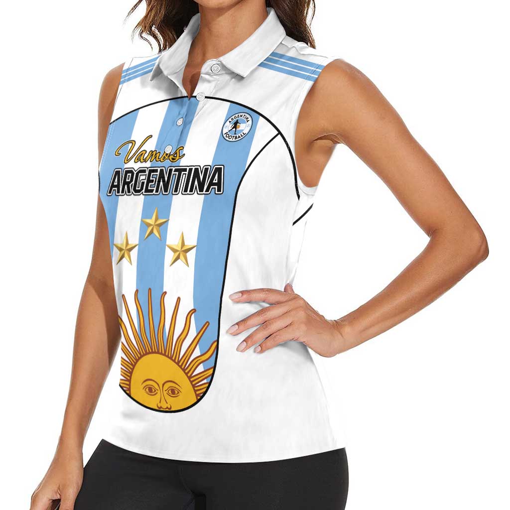 Custom Argentina Football Women Sleeveless Polo Shirt Vamos Vamos Argentina