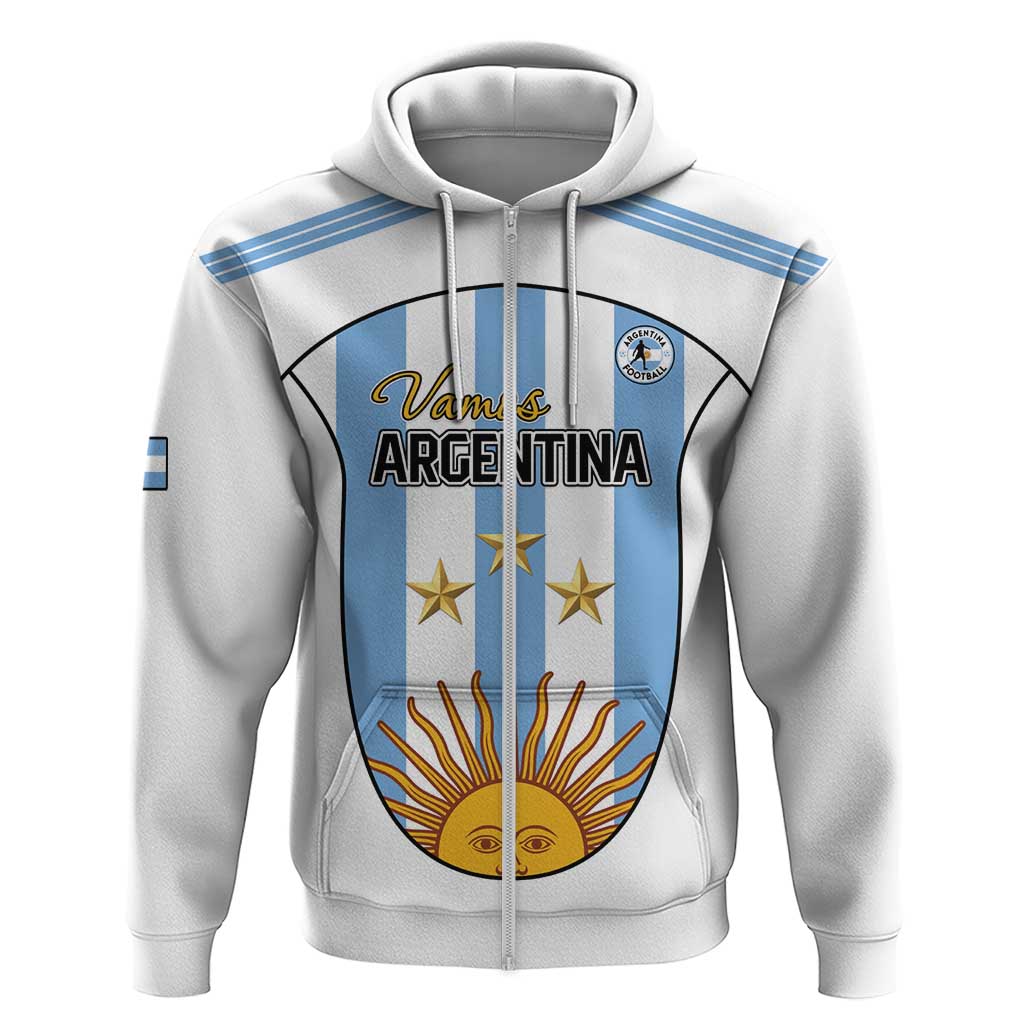 Custom Argentina Football Zip Hoodie Vamos Vamos Argentina