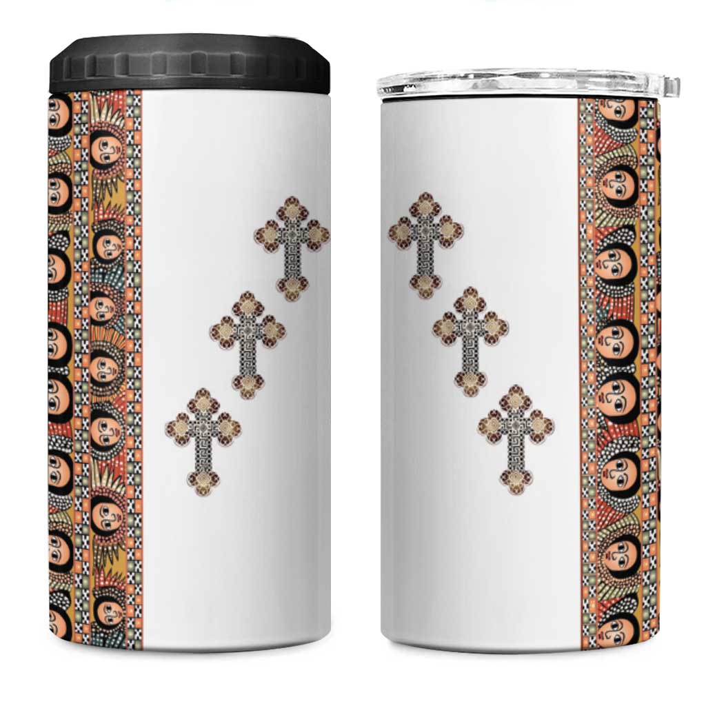 Ethiopia Angels Tilet 4 in 1 Can Cooler Tumbler Ethiopian Cross