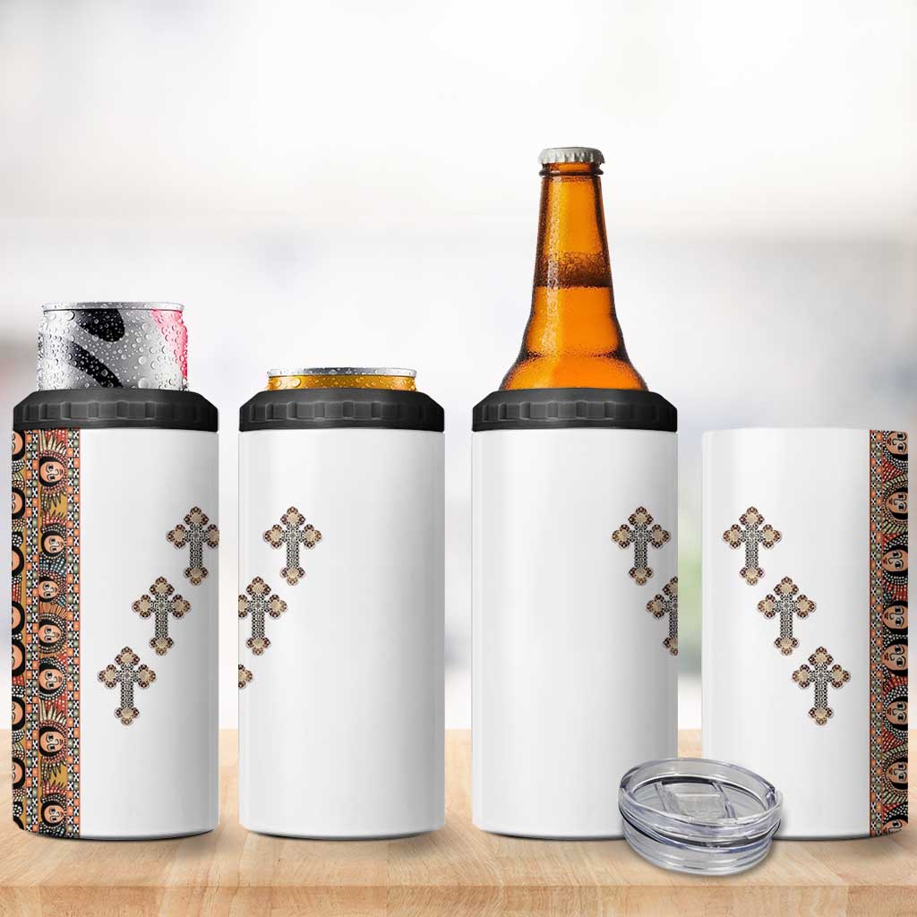 Ethiopia Angels Tilet 4 in 1 Can Cooler Tumbler Ethiopian Cross