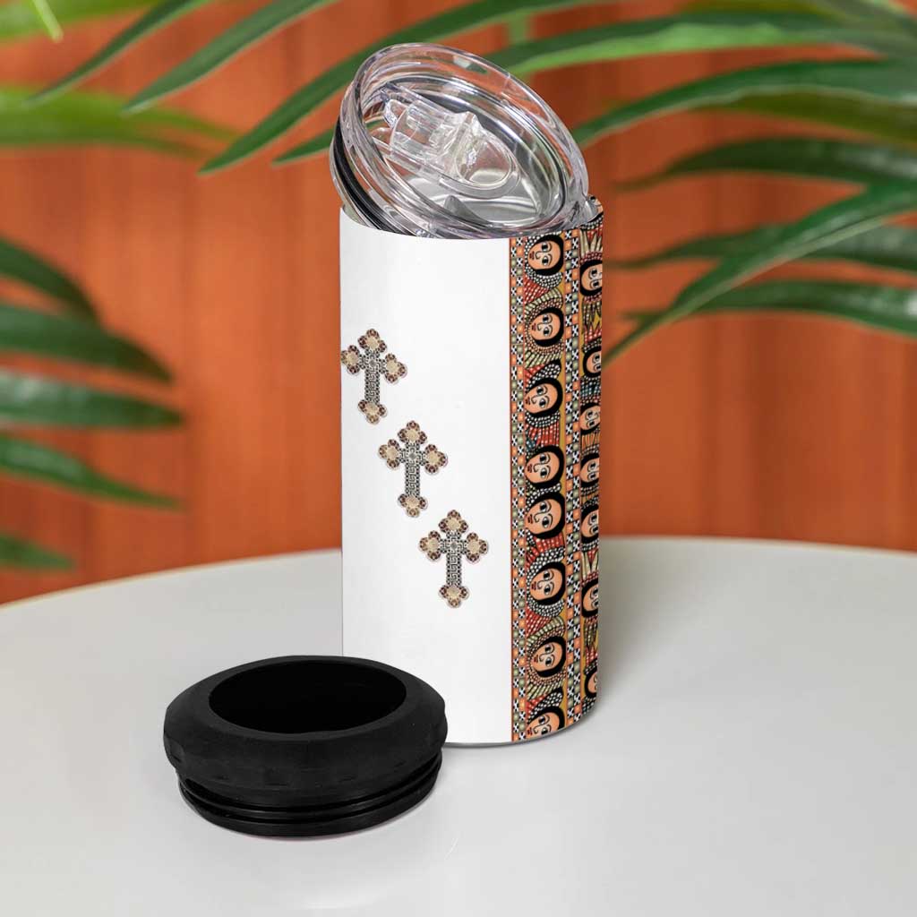 Ethiopia Angels Tilet 4 in 1 Can Cooler Tumbler Ethiopian Cross