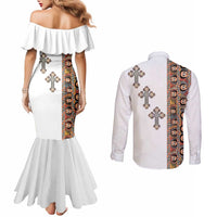 Ethiopia Angels Tilet Couples Matching Mermaid Dress and Long Sleeve Button Shirt Ethiopian Cross