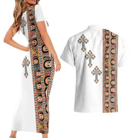 Ethiopia Angels Tilet Couples Matching Short Sleeve Bodycon Dress and Hawaiian Shirt Ethiopian Cross