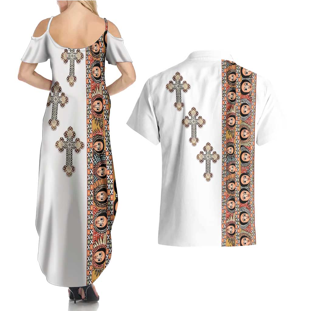 Ethiopia Angels Tilet Couples Matching Summer Maxi Dress and Hawaiian Shirt Ethiopian Cross