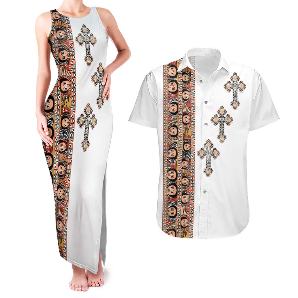 Ethiopia Angels Tilet Couples Matching Tank Maxi Dress and Hawaiian Shirt Ethiopian Cross