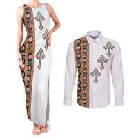 Ethiopia Angels Tilet Couples Matching Tank Maxi Dress and Long Sleeve Button Shirt Ethiopian Cross
