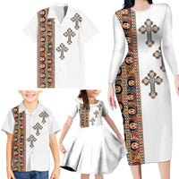 Ethiopia Angels Tilet Family Matching Long Sleeve Bodycon Dress and Hawaiian Shirt Ethiopian Cross