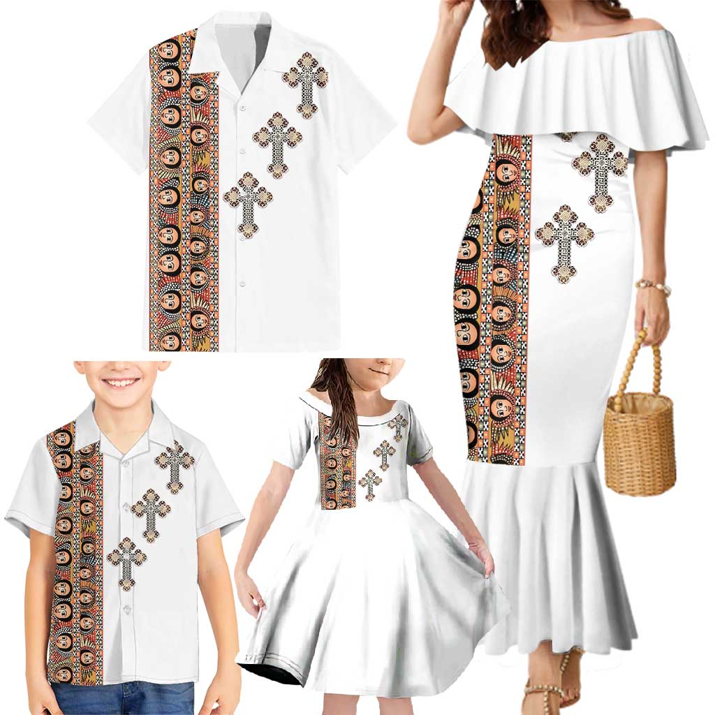 Ethiopia Angels Tilet Family Matching Mermaid Dress and Hawaiian Shirt Ethiopian Cross