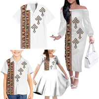 Ethiopia Angels Tilet Family Matching Off The Shoulder Long Sleeve Dress and Hawaiian Shirt Ethiopian Cross