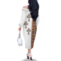 Ethiopia Angels Tilet Family Matching Off The Shoulder Long Sleeve Dress and Hawaiian Shirt Ethiopian Cross