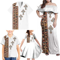 Ethiopia Angels Tilet Family Matching Off Shoulder Maxi Dress and Hawaiian Shirt Ethiopian Cross