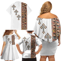 Ethiopia Angels Tilet Family Matching Off Shoulder Short Dress and Hawaiian Shirt Ethiopian Cross