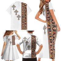 Ethiopia Angels Tilet Family Matching Short Sleeve Bodycon Dress and Hawaiian Shirt Ethiopian Cross