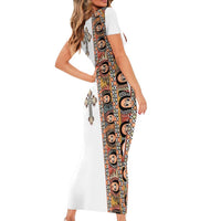 Ethiopia Angels Tilet Family Matching Short Sleeve Bodycon Dress and Hawaiian Shirt Ethiopian Cross