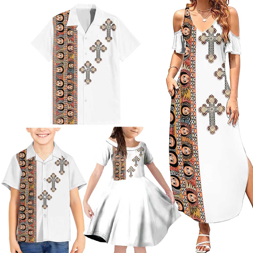 Ethiopia Angels Tilet Family Matching Summer Maxi Dress and Hawaiian Shirt Ethiopian Cross