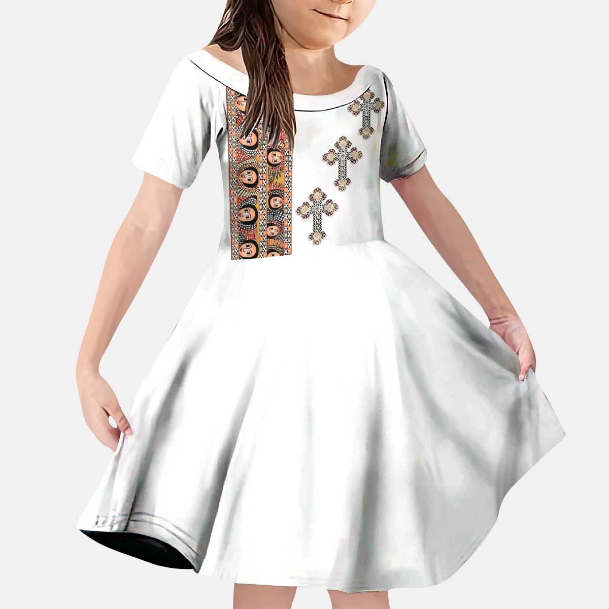 Ethiopia Angels Tilet Kid Short Sleeve Dress Ethiopian Cross