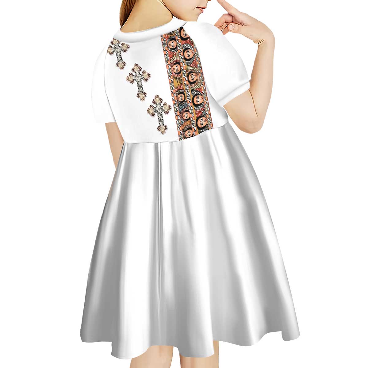 Ethiopia Angels Tilet Kid Short Sleeve Dress Ethiopian Cross