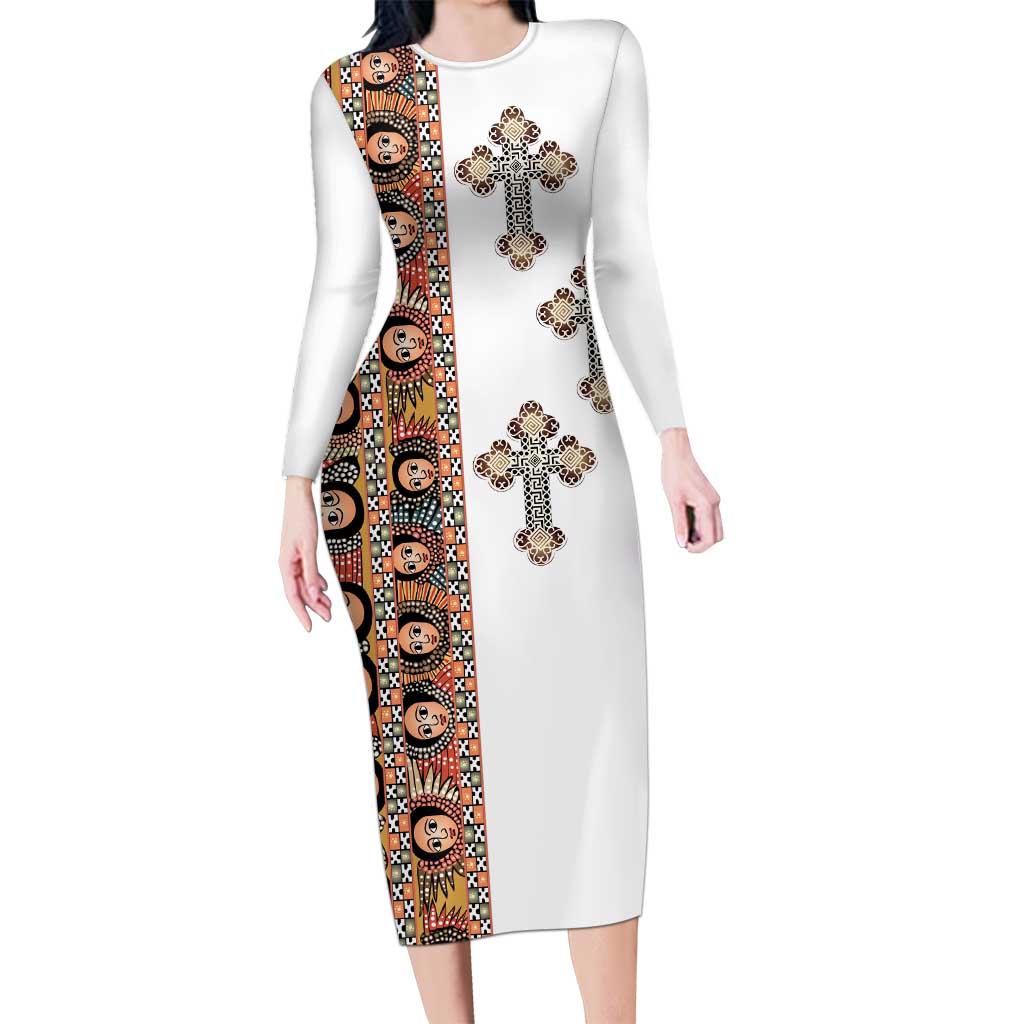 Ethiopia Angels Tilet Long Sleeve Bodycon Dress Ethiopian Cross