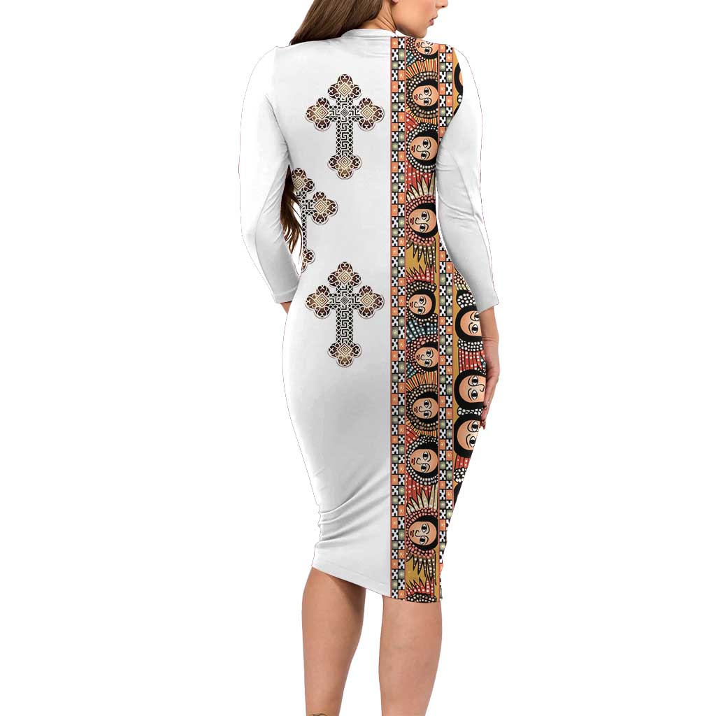 Ethiopia Angels Tilet Long Sleeve Bodycon Dress Ethiopian Cross