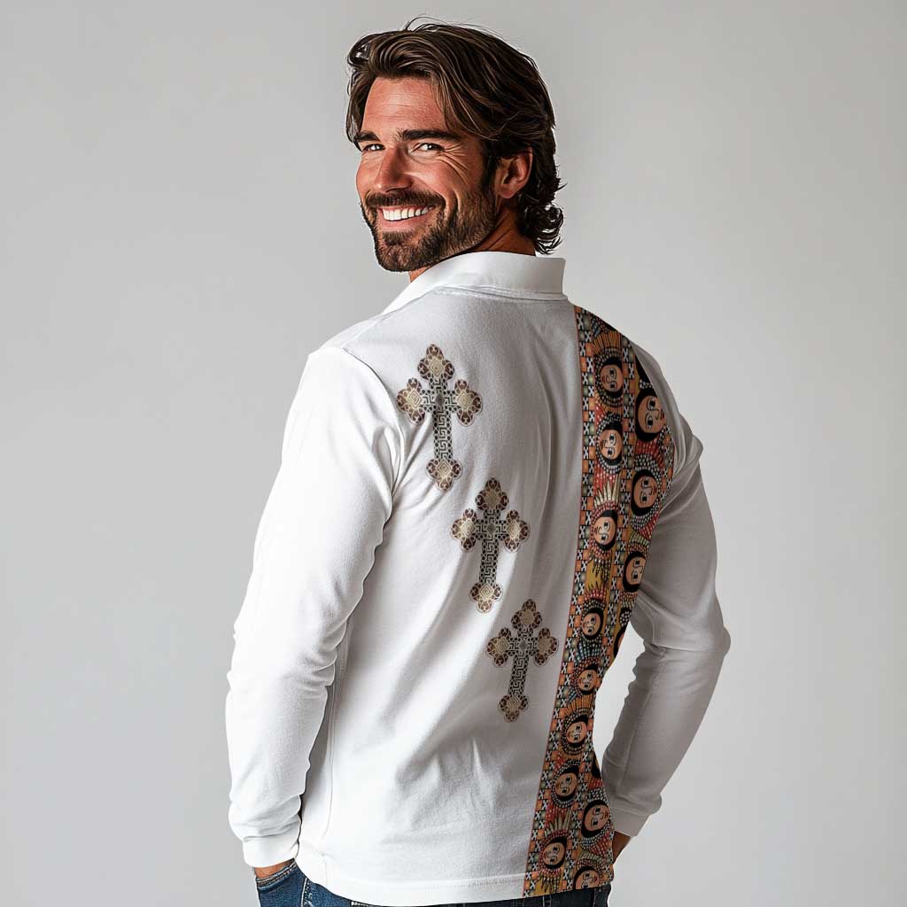 Ethiopia Angels Tilet Long Sleeve Polo Shirt Ethiopian Cross